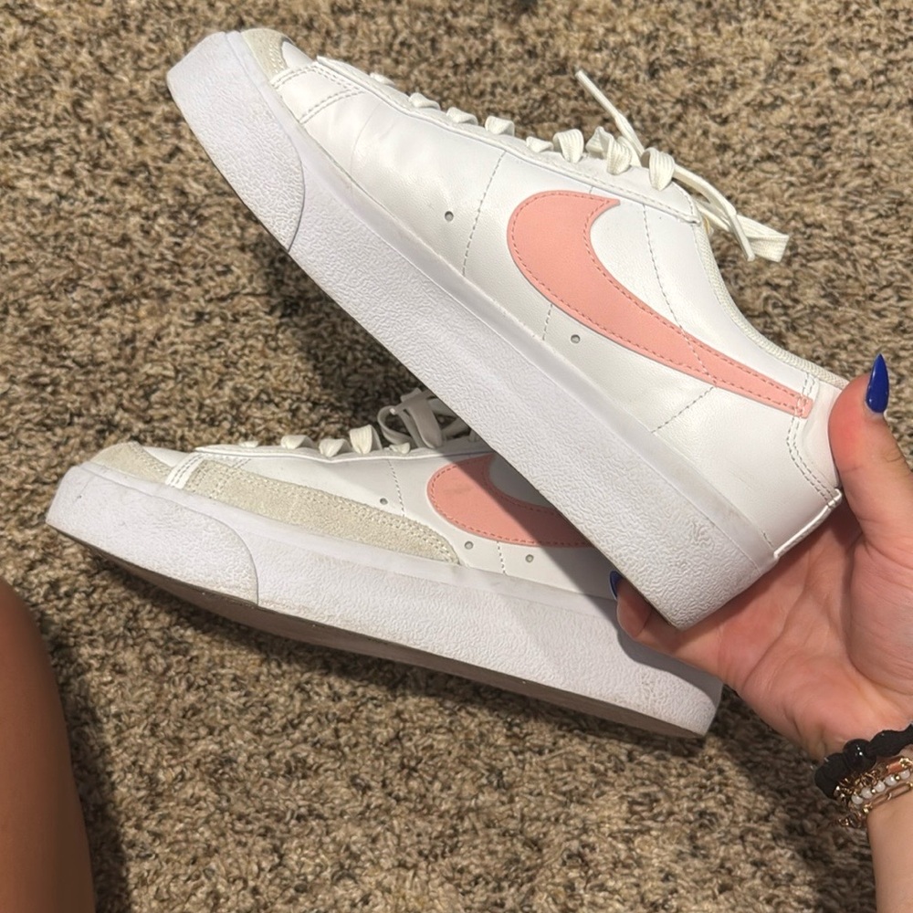 Nike White and Pink Low-Top Blazers